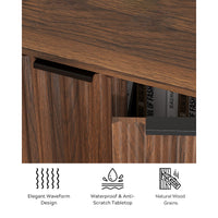 Fluted Corner Cabinet With 2 Doors And 2-Tier Shelves