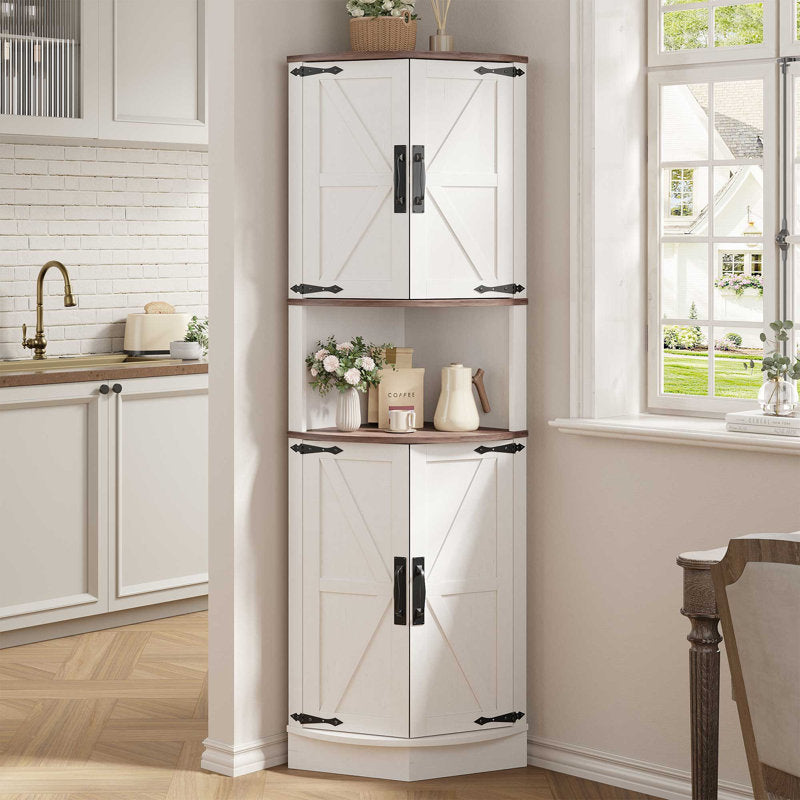 Farmhouse Corner Cabinet for Living Room, Kitchen, Laundry Room