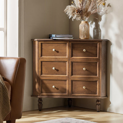 Geordon Transitional 32.25"W 2-Door Corner Cabinet with Spindle Legs