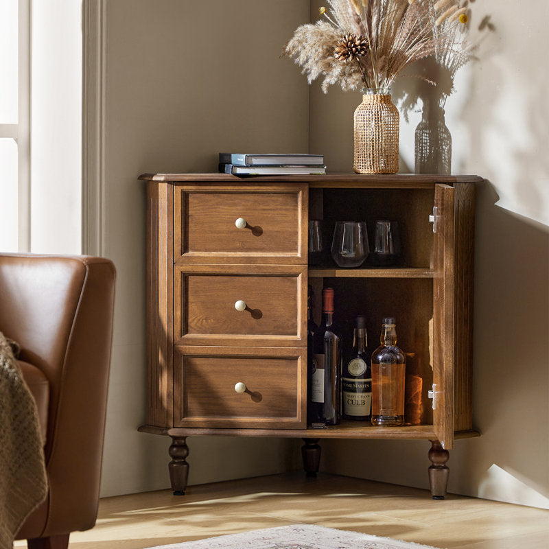 Geordon Transitional 32.25"W 2-Door Corner Cabinet with Spindle Legs