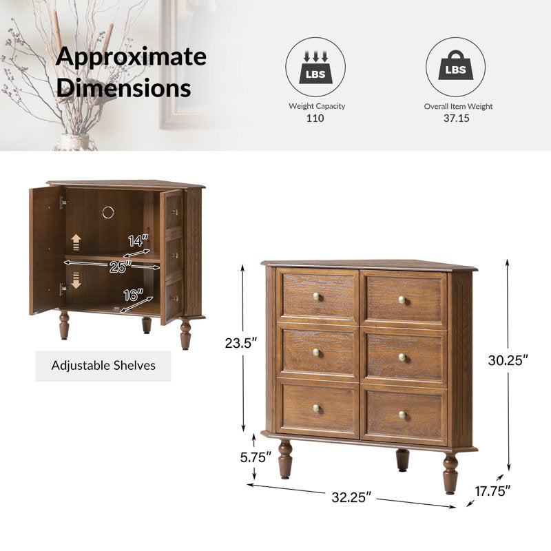 Geordon Transitional 32.25"W 2-Door Corner Cabinet with Spindle Legs