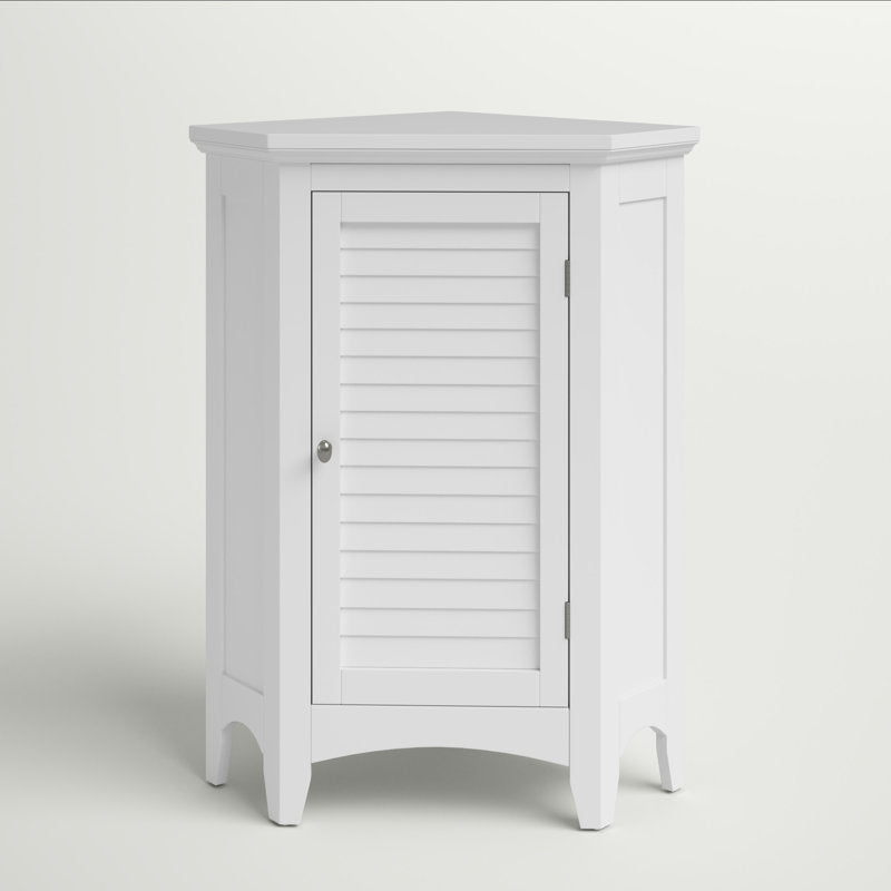Zal Freestanding Corner Floor Accent Space-Saving Storage Cabinet with Adjustable Shelf