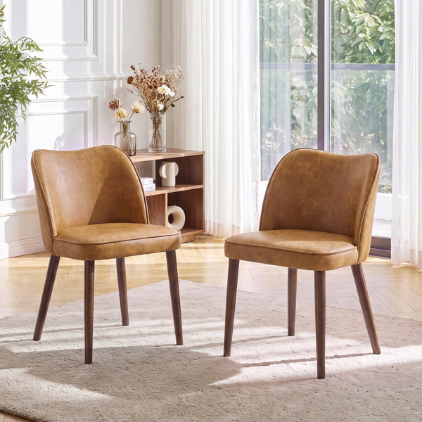 Upholstered Solid Wood Small Dining Chairs - Ergonomic Curve & Plush Padding for Multiple Spaces