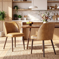 Upholstered Solid Wood Small Dining Chairs - Ergonomic Curve & Plush Padding for Multiple Spaces