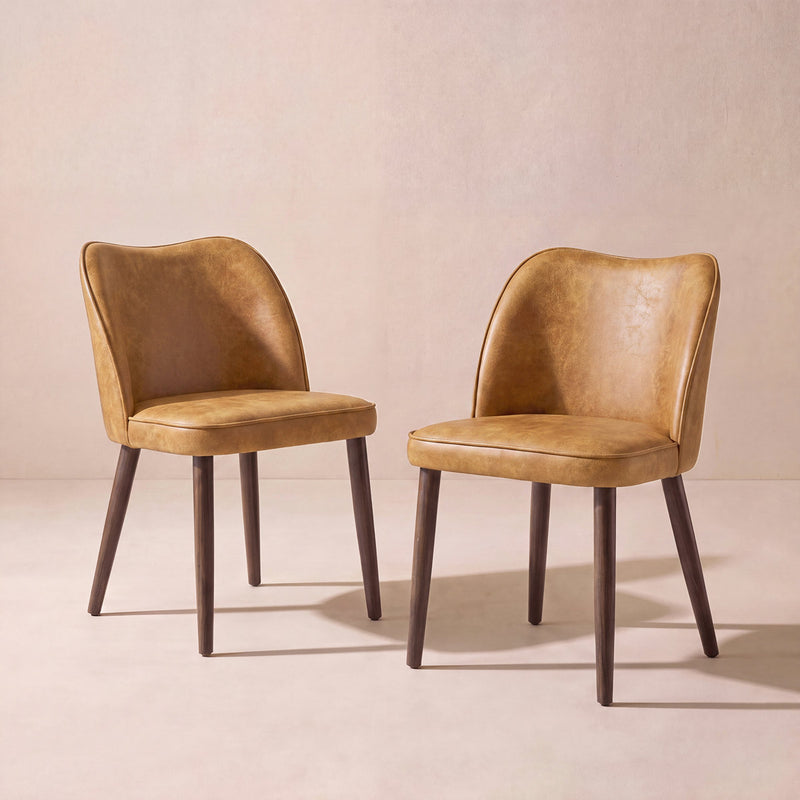 Upholstered Solid Wood Small Dining Chairs - Ergonomic Curve & Plush Padding for Multiple Spaces