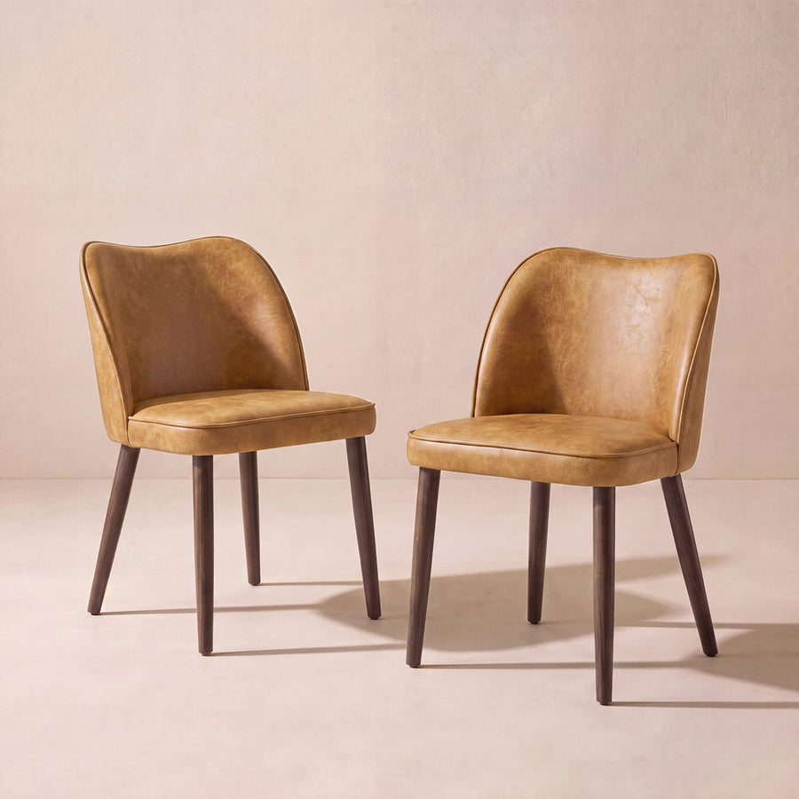 Upholstered Solid Wood Small Dining Chairs - Ergonomic Curve & Plush Padding for Multiple Spaces