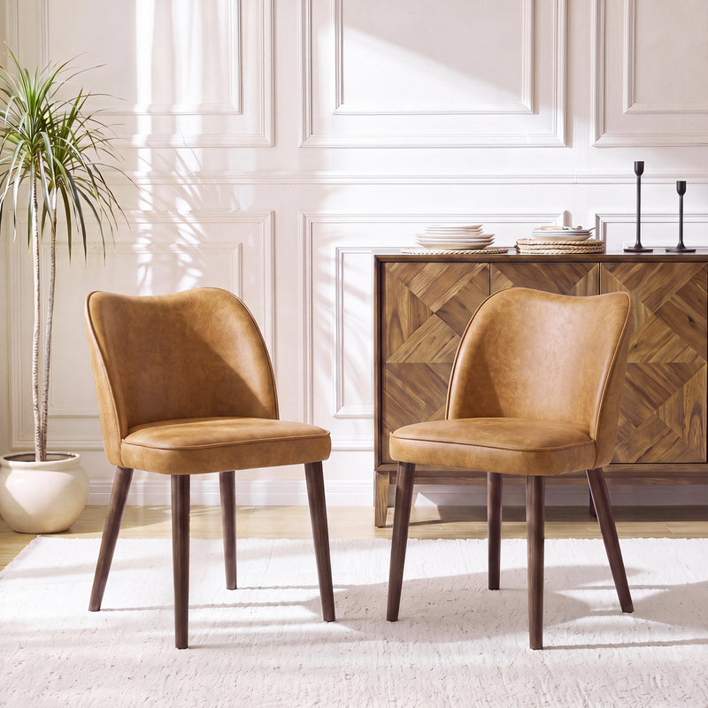 Upholstered Solid Wood Small Dining Chairs - Ergonomic Curve & Plush Padding for Multiple Spaces