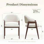 Modern Minimalist Upholstered Linen Dining Armchair with Solid Wood Legs