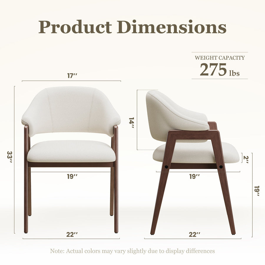 Modern Minimalist Upholstered Linen Dining Armchair with Solid Wood Legs