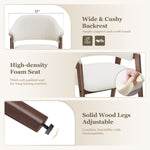 Modern Minimalist Upholstered Linen Dining Armchair with Solid Wood Legs
