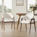 Modern Minimalist Upholstered Linen Dining Armchair with Solid Wood Legs