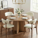 Aura 47’’ Round Wood Dining Table With Upholstered Chairs, Kitchen Dining Room Furniture Set