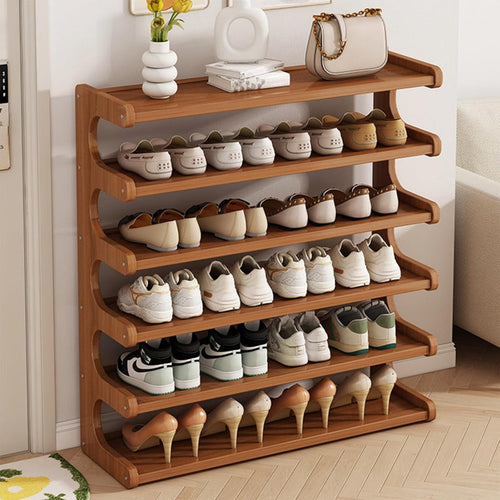5/6-Tier Bamboo Shoe Rack, Space-Saving Entryway Organizer