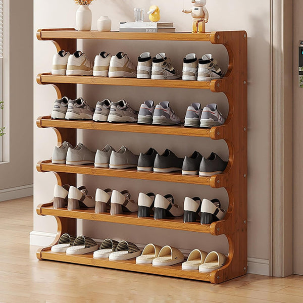 5/6-Tier Bamboo Shoe Rack, Space-Saving Entryway Organizer