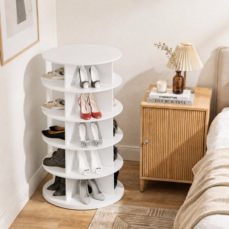 7-Tier Rotating Shoe Rack Tower, 360° Spinning Organizer