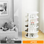 7-Tier Rotating Shoe Rack Tower, 360° Spinning Organizer