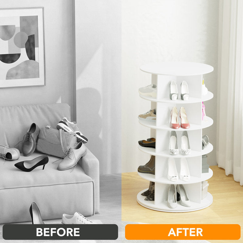 7-Tier Rotating Shoe Rack Tower, 360° Spinning Organizer