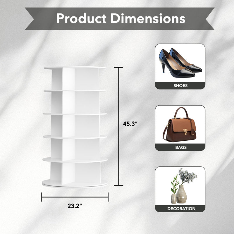 7-Tier Rotating Shoe Rack Tower, 360° Spinning Organizer