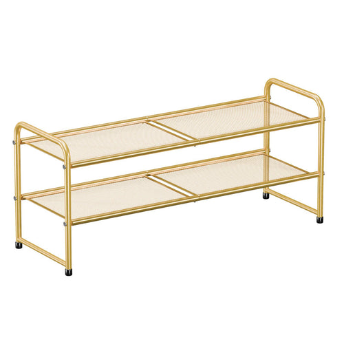2-Tier Metal Mesh Shoe Rack, 33" Wide, Stackable