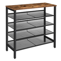 5-Tier Shoe Rack, 25-Pair, 39.4" Wide, with Wood Top Shelf