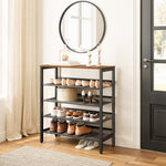 5-Tier Shoe Rack, 25-Pair, 39.4" Wide, with Wood Top Shelf