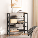 5-Tier Shoe Rack, 25-Pair, 39.4" Wide, with Wood Top Shelf