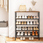 5-Tier Shoe Rack, 25-Pair, 39.4" Wide, with Wood Top Shelf