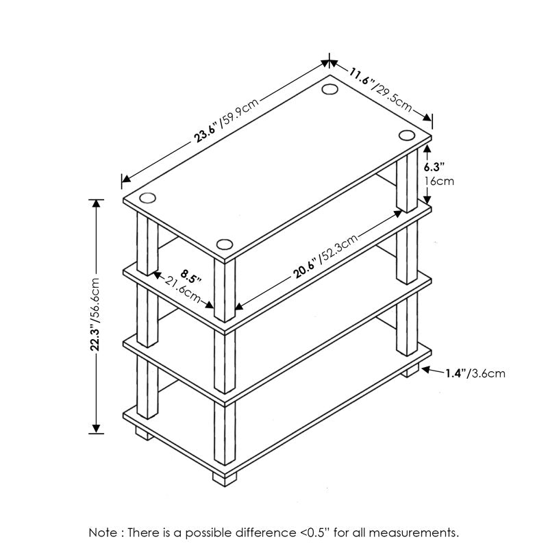4-Tier Stackable Shoe Rack, 9-12 Pair