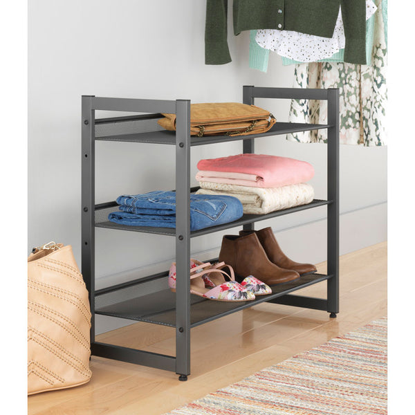 3-Tier Steel Mesh Stackable Shoe Rack
