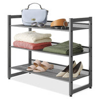 3-Tier Steel Mesh Stackable Shoe Rack