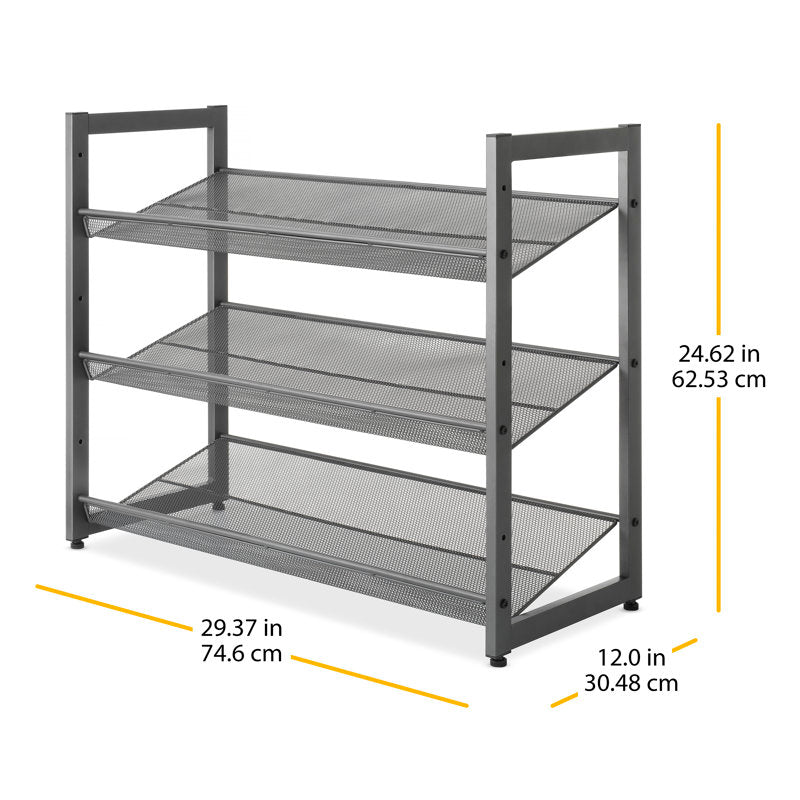 3-Tier Steel Mesh Stackable Shoe Rack