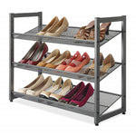3-Tier Steel Mesh Stackable Shoe Rack