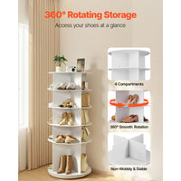 5-Tier Rotating Shoe Rack Tower, 360° Spinning Organizer