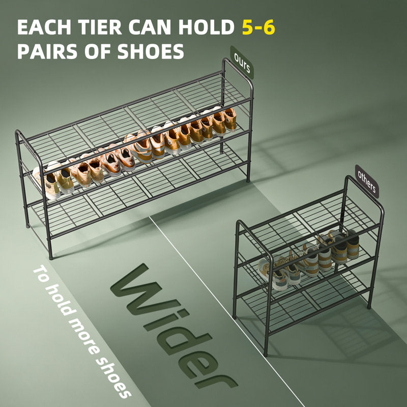 46.5" Long 3-Tier Shoe Rack, 20-Pair Shelf