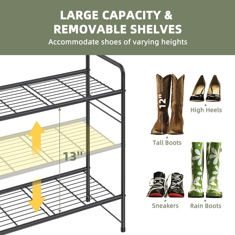 46.5" Long 3-Tier Shoe Rack, 20-Pair Shelf