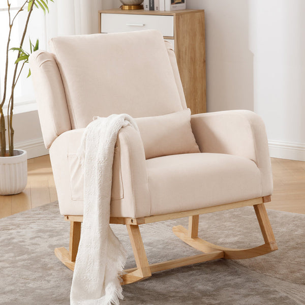 27.5" Wide Rocking Chair with Ergonomic Lumbar Pillow
