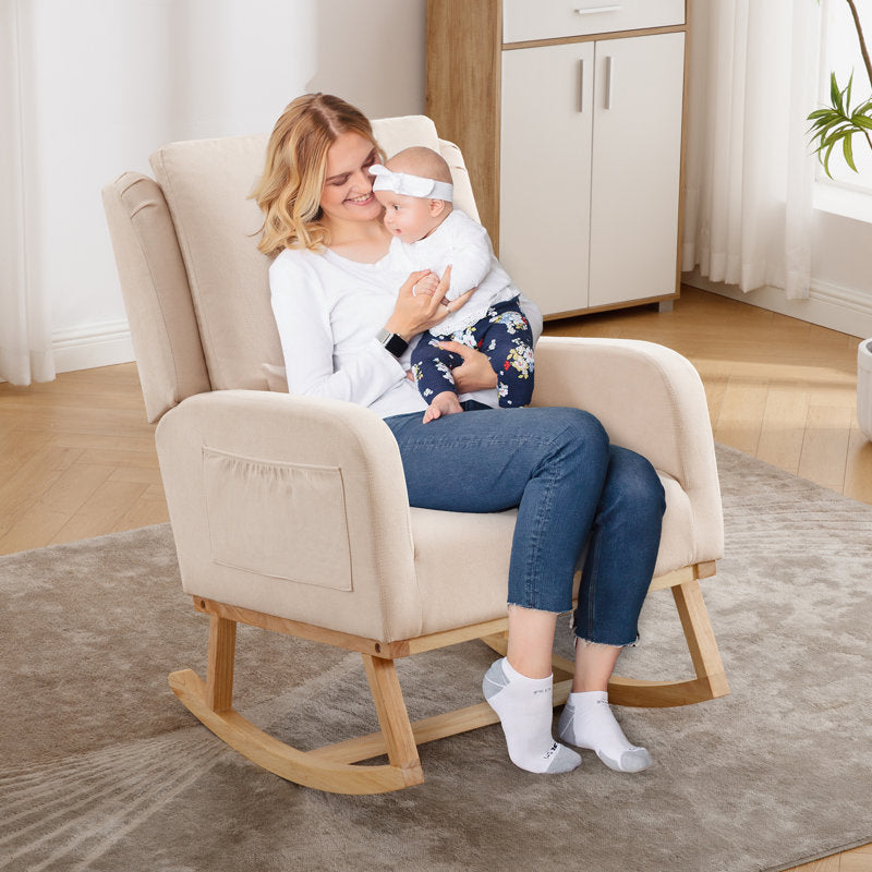 27.5" Wide Rocking Chair with Ergonomic Lumbar Pillow