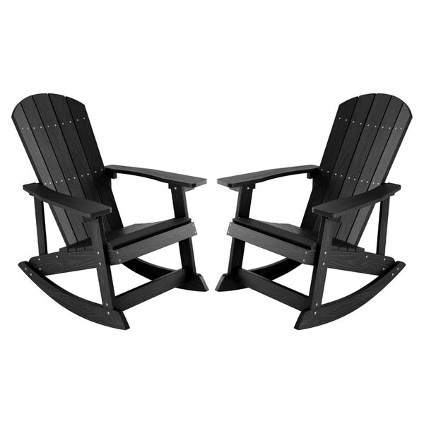 Oversized Outdoor Rocking Chair Set of 2, High Back