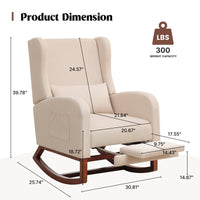 27.3" Wide Rocking Chair with Solid Wood Leg & Footrest