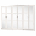Extra Large 100% Solid Wood 6-Door Mirrored Wardrobe Closet System