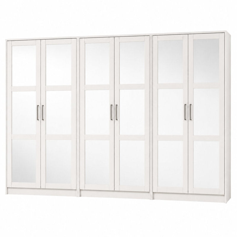 Extra Large 100% Solid Wood 6-Door Mirrored Wardrobe Closet System
