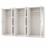 Extra Large 100% Solid Wood 6-Door Mirrored Wardrobe Closet System