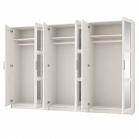 Extra Large 100% Solid Wood 6-Door Mirrored Wardrobe Closet System