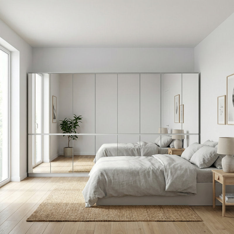 126” W Large Wardrobe With 16 Mirror Door
