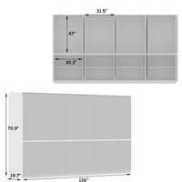 126” W Large Wardrobe With 16 Mirror Door