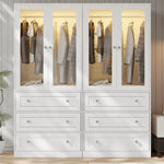 Wardrobe Armoire with Glass Display Door & Hanging Rod