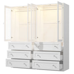 Wardrobe Armoire with Glass Display Door & Hanging Rod