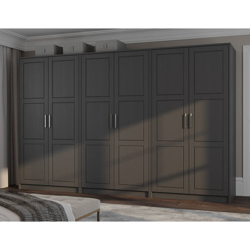 Extra Large 100% Solid Wood 6-Door Wardrobe Closet System