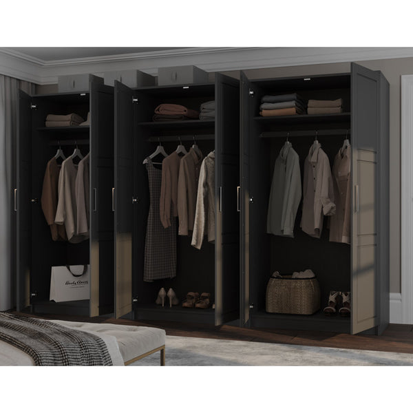 Extra Large 100% Solid Wood 6-Door Wardrobe Closet System
