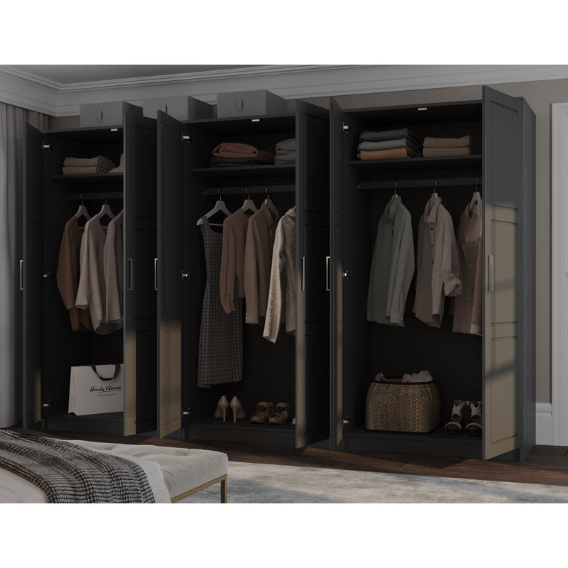 Extra Large 100% Solid Wood 6-Door Wardrobe Closet System